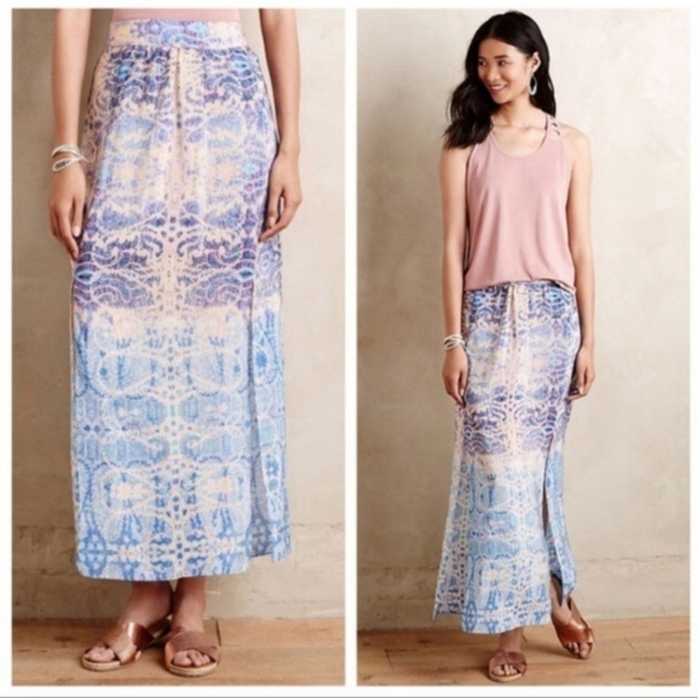 Maeve anthropologie waimea silk maxi skirt